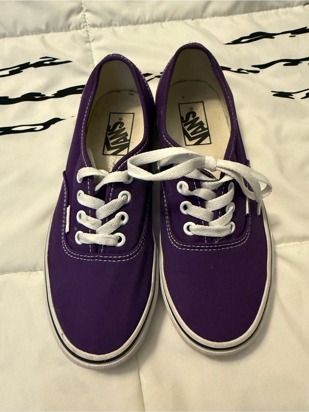 Vans Purple Canvas Low-Top Sneakers with White Laces